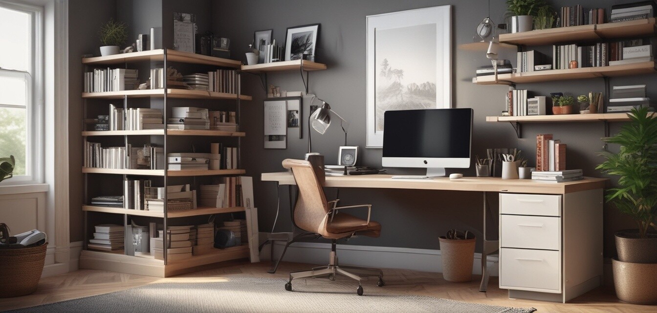 Organized home office with stylish storage