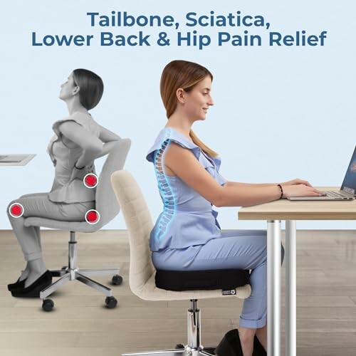 Femme utilisant une chaise ergonomique pour le soutien du dos